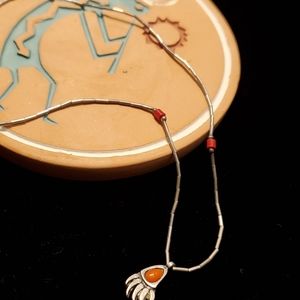 Silver coral bearpaw necklace